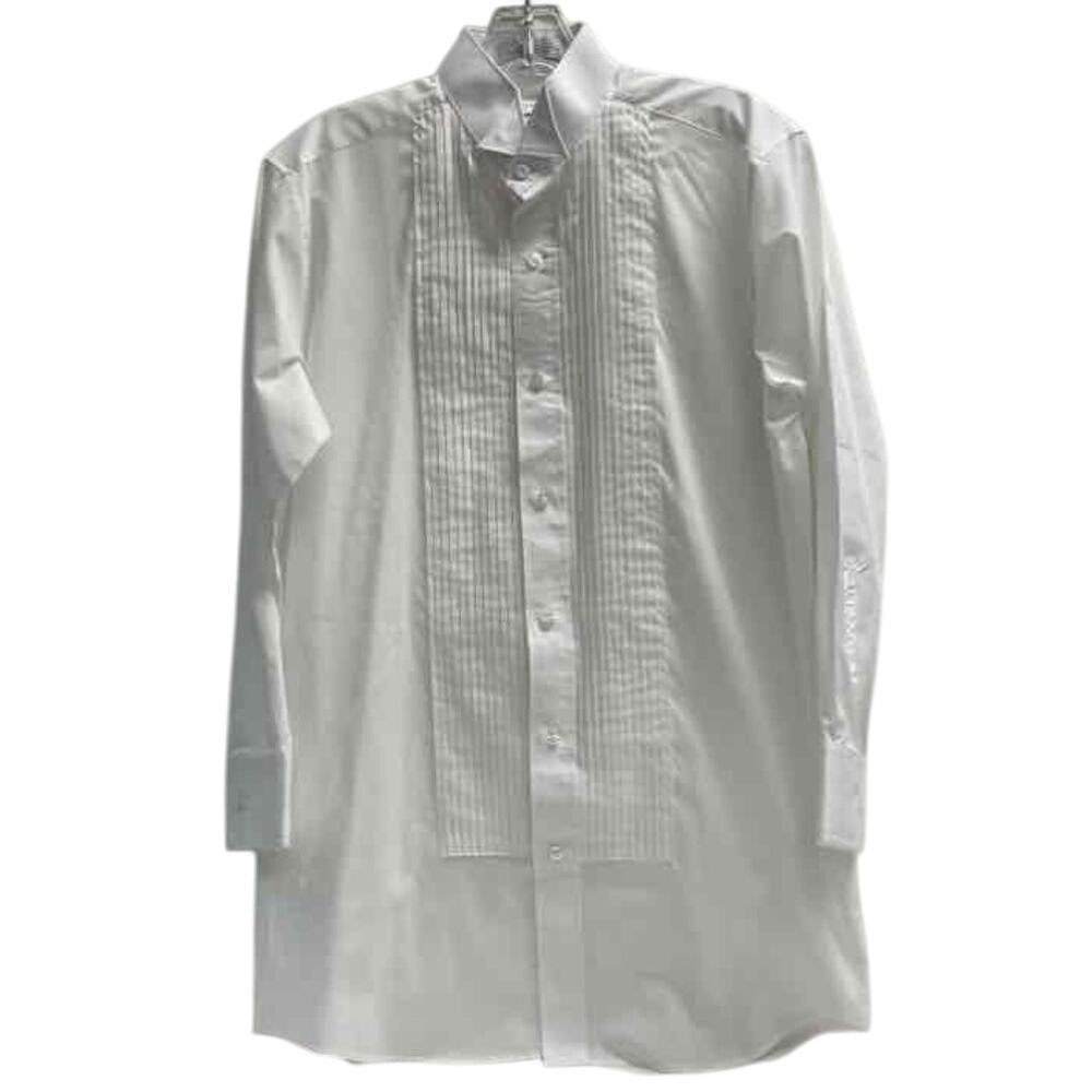 Men’s‎ Small 30-31 Chaplin White Tuxedo Shirt Pleated Front Easy-Fit Dress Shirt